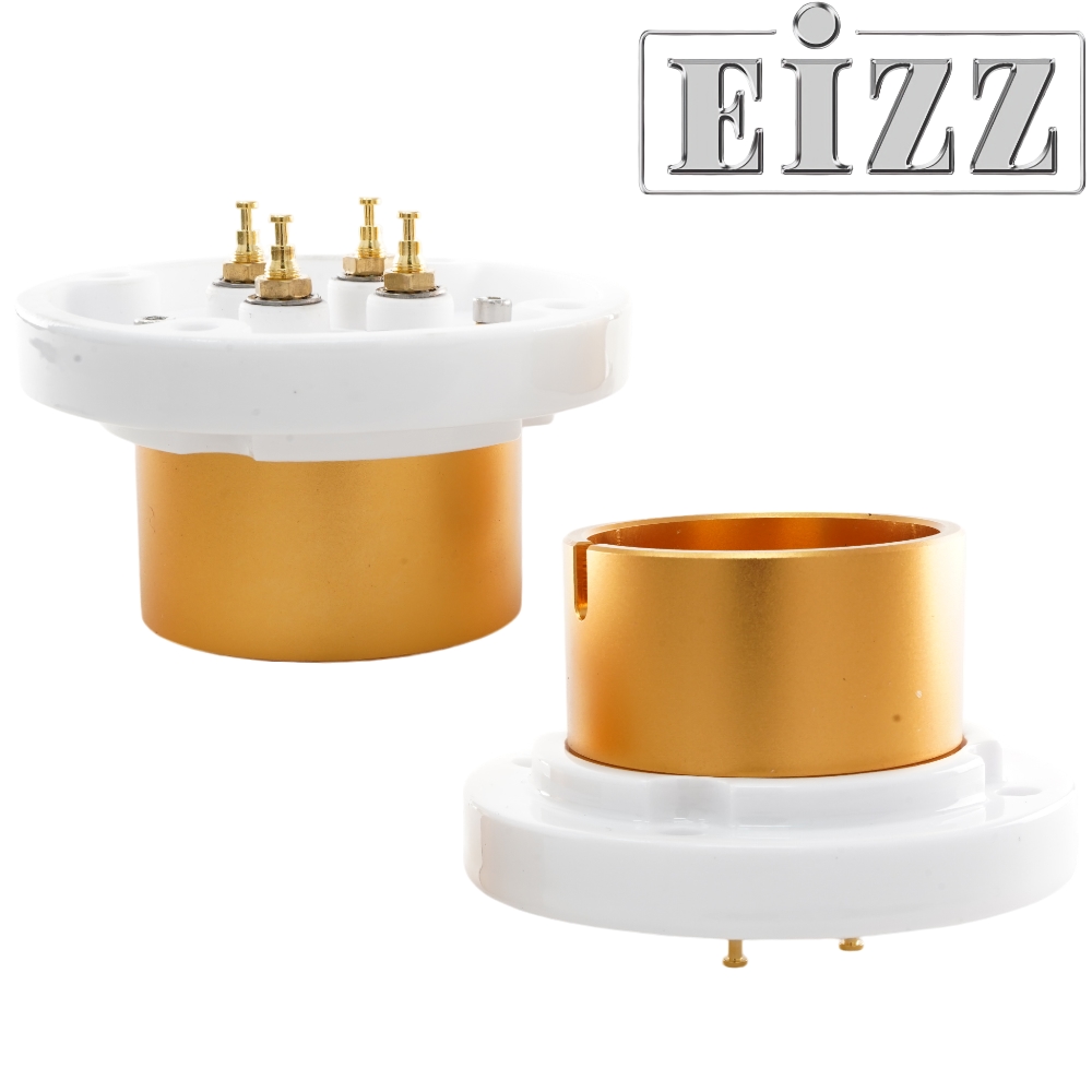 EIZZ EZ-845A 845/211 4 Pin Chassis Mounted, Ceramic, Gold Plated Valve Base