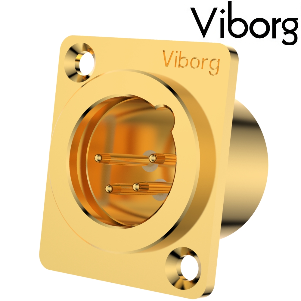 Viborg CM204G Male 4 Pin XLR Socket Gold-plated (Square)