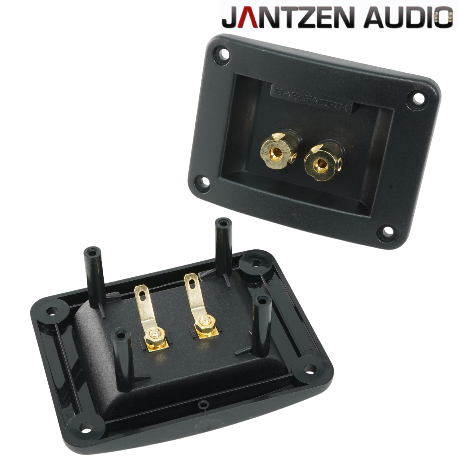 012-0320: Jantzen Single Square Speaker Terminal, Gold-plated, metal nuts (pair)