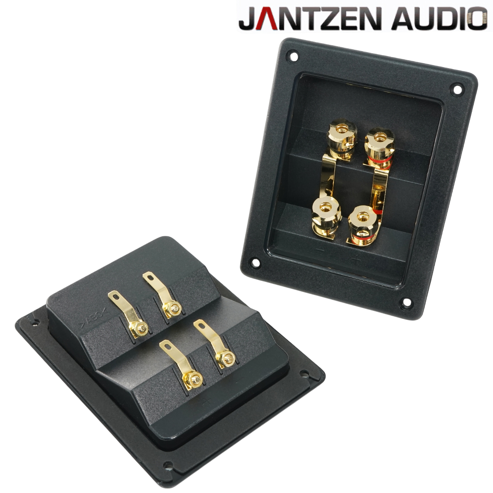 012-0330: Jantzen Double Square Speaker Terminal, Gold-plated, metal nuts (pair)