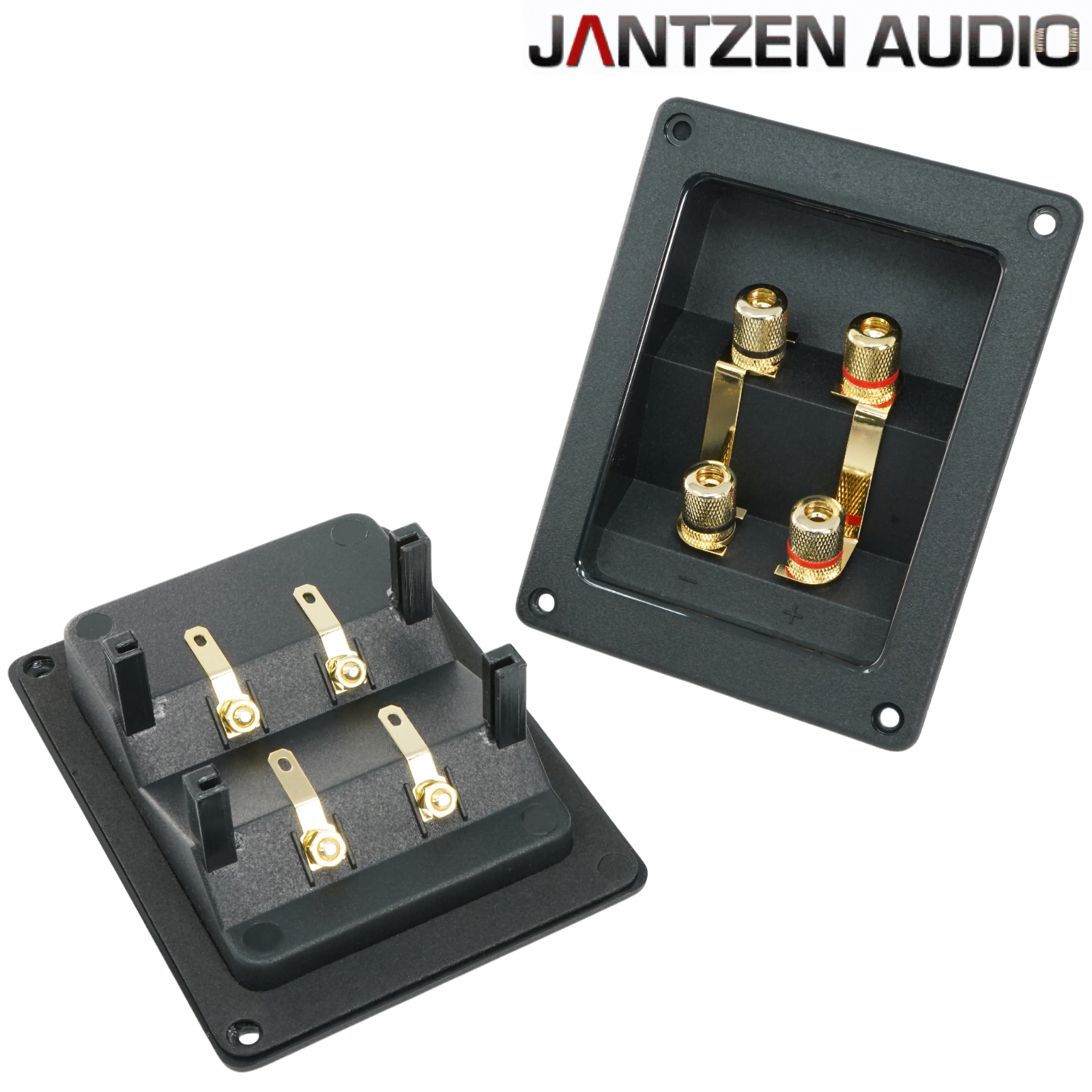 012-0340: Jantzen Double Square Speaker Terminal, Gold-plated, metal nuts (pair)