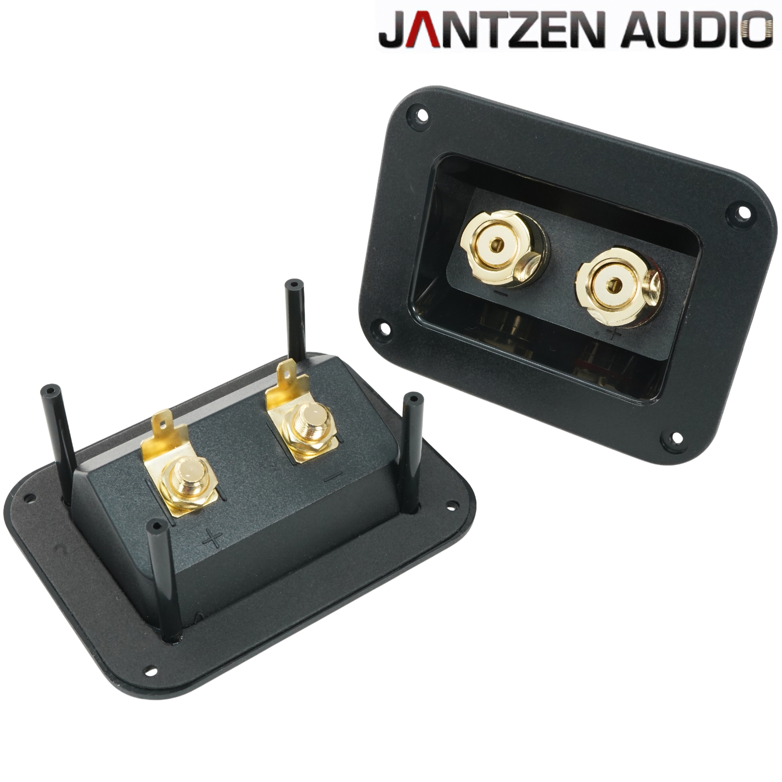 012-0350: Jantzen Single Rectangular Speaker Terminal, Gold-plated, metal nuts (pair)