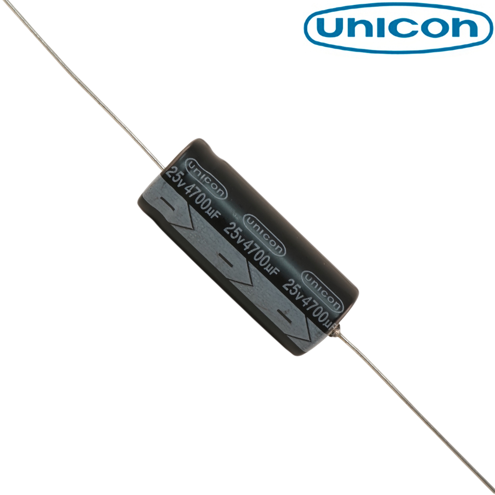 FUT1E472M: 4700uF 25Vdc Unicon Axial Electrolytic Capacitor