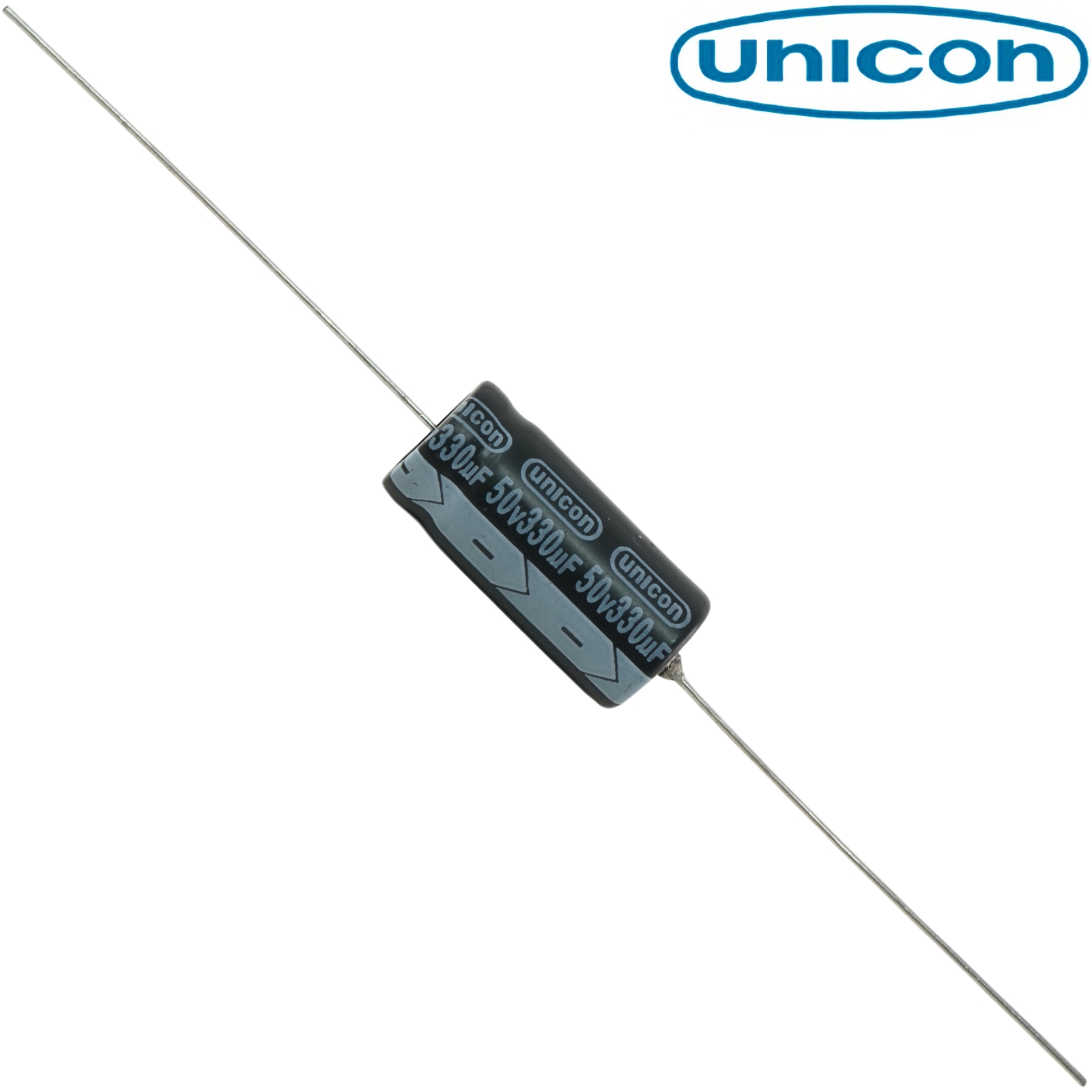 FUT1H331M: 330uF 50Vdc Unicon Axial Electrolytic Capacitor