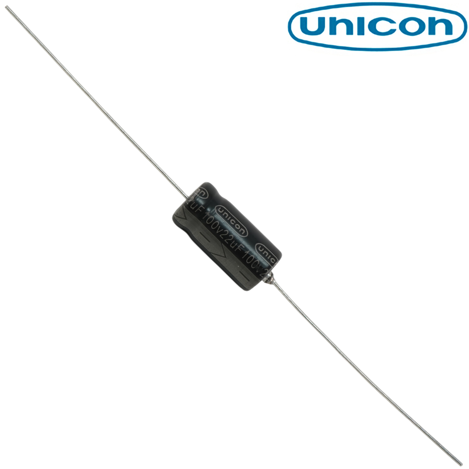 FUT2A220M: 22uF 100Vdc Unicon Axial Electrolytic Capacitor