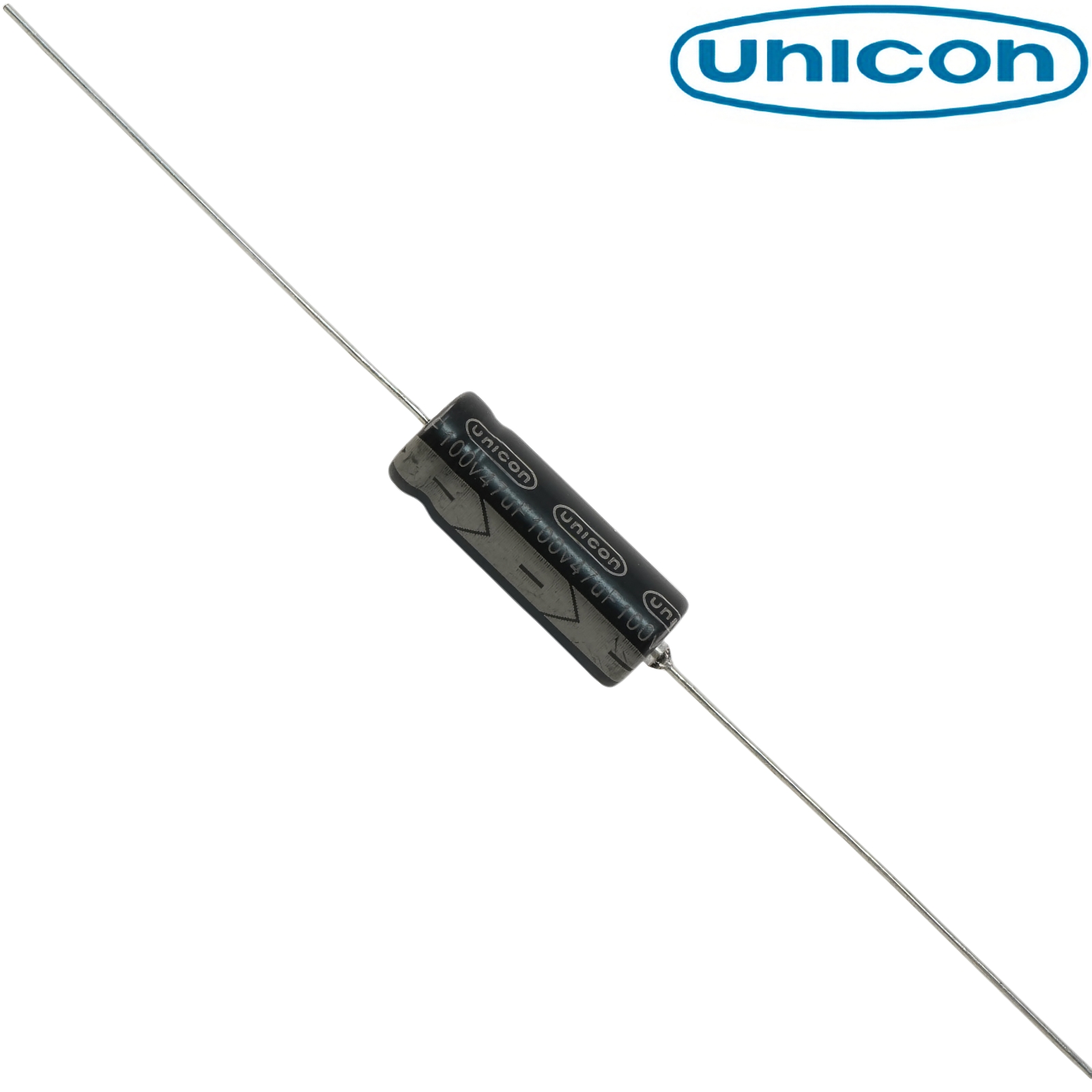 FUT2A470M: 47uF 100Vdc Unicon Axial Electrolytic Capacitor