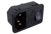 Combined IEC Inlet with Switch and Fuseholder - Panel mount