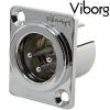 CM203R: Viborg Male XLR Socket Rhodium-plated (Square)