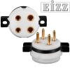 EZ-1204: EIZZ UX4, 4 Pin Chassis Mount Valve Base, Teflon, Gold Plated, Ring Fixing