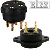 EZ-1304: EIZZ UX4, 4 Pin Chassis Mount Valve Base, One piece Composite Plastic, Gold Plated